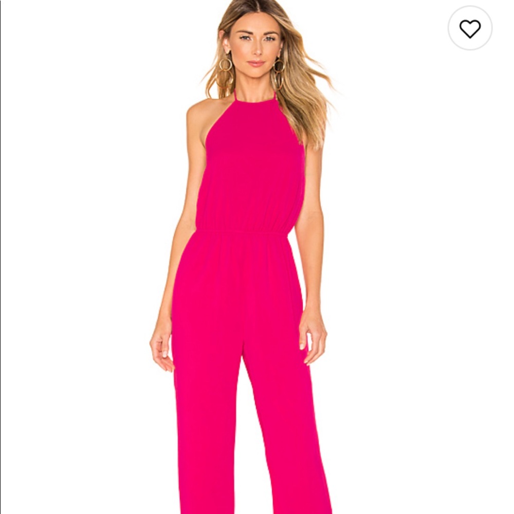 Hot pink halter jumpsuit